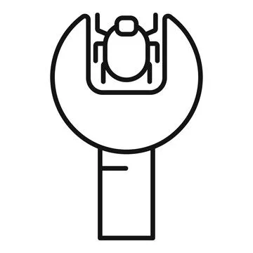 Wrench holding bug fixing software bug icon 스톡 일러스트