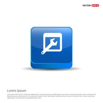 Wrench Icon - 3d Blue Button 库存插图