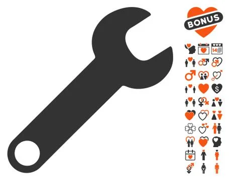 Wrench Icon With Bonus Illustrazione stock