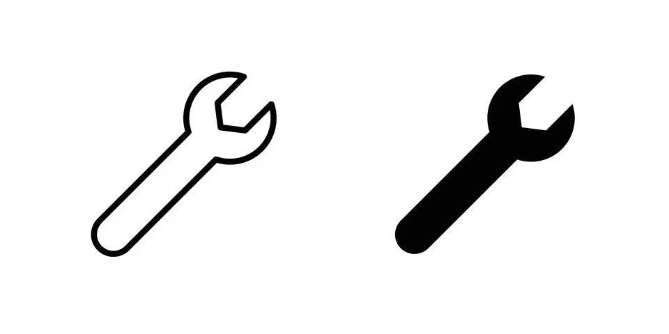 Wrench icon for design projects and web UI Illustrazione stock