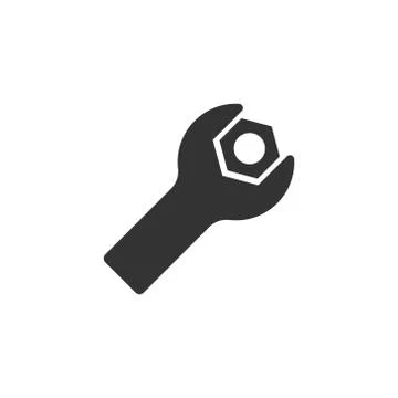 Wrench icon in flat style. Spanner key vector illustration on white isolated  Illustrazione stock