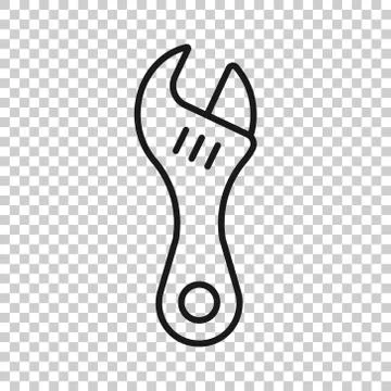 Wrench icon in flat style. Spanner key vector illustration on white isolated  Stock Illustration