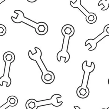 Wrench icon in flat style. Spanner key vector illustration on white isolated  Stock Illustration