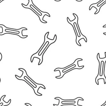 Wrench icon in flat style. Spanner key vector illustration on white isolated  Stock Illustration