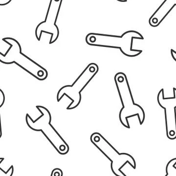 Wrench icon in flat style. Spanner key vector illustration on white isolated  Stock Illustration