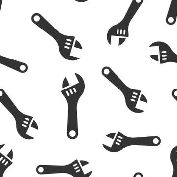Wrench icon in flat style. Spanner key vector illustration on white isolated  Stock Illustration