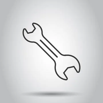 Wrench icon in flat style. Spanner key vector illustration on white isolated  Illustrazione stock