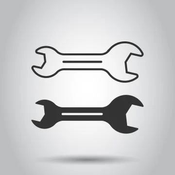 Wrench icon in flat style. Spanner key vector illustration on white isolated  Illustrazione stock