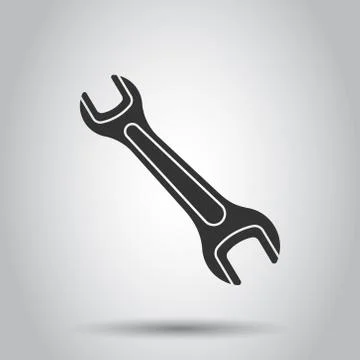 Wrench icon in flat style. Spanner key vector illustration on white isolated  イラスト素材