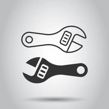 Wrench icon in flat style. Spanner key vector illustration on white isolated  스톡 일러스트