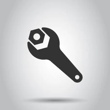 Wrench icon in flat style. Spanner key vector illustration on white isolated  Illustrazione stock