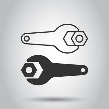 Wrench icon in flat style. Spanner key vector illustration on white isolated  Stock Illustration