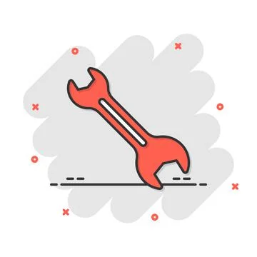 Wrench icon in flat style. Spanner key vector illustration on white isolated  イラスト素材