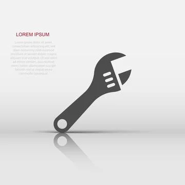 Wrench icon in flat style. Spanner key vector illustration on white isolate.. Stock Illustration