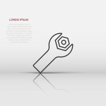 Wrench icon in flat style. Spanner key vector illustration on white isolate.. Illustrazione stock
