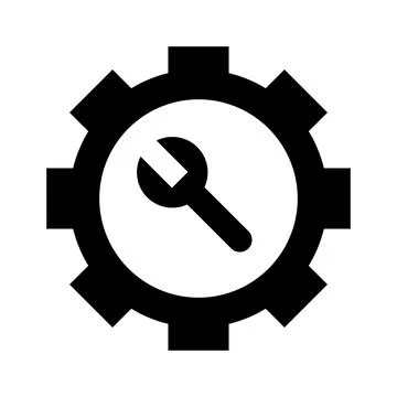 Wrench icon in gear. Vector. Stock Illustration
