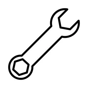 Wrench icon linear logo mark in black and white Stock Illustration