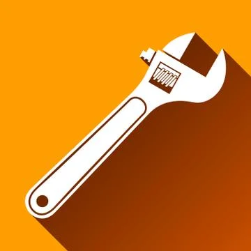 Wrench Icon, Long Shadow, Vector Illustration Stock Illustration
