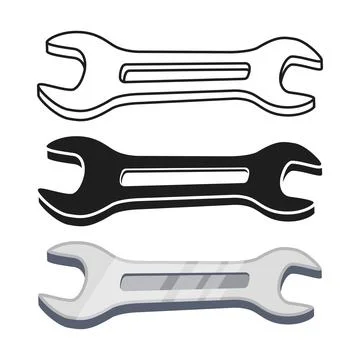Wrench icon set collection in flat style. Spanner vector illustration on is.. Stock Illustration