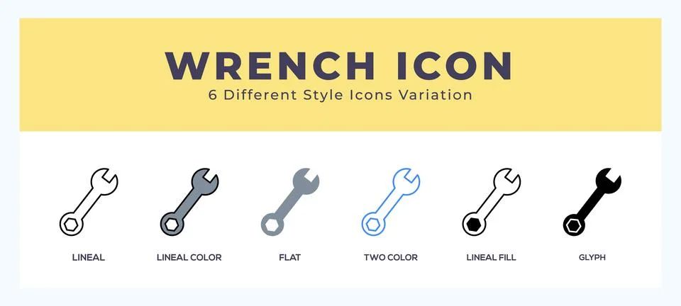 Wrench icon set. Design elements for logo Illustrazione stock