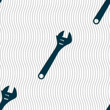 Wrench icon sign. Seamless pattern with geometric texture. Vector Illustrazione stock