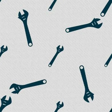 Wrench icon sign. Seamless pattern with geometric texture. Vector Stock Illustration