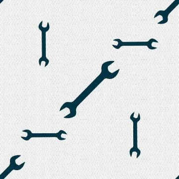 Wrench icon sign. Seamless pattern with geometric texture. Vector Stock Illustration