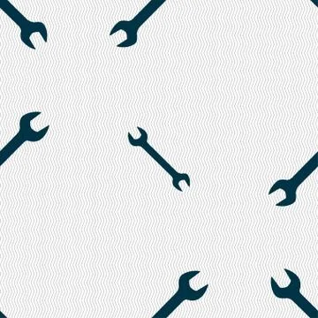 Wrench icon sign. Seamless pattern with geometric texture. Vector Illustrazione stock