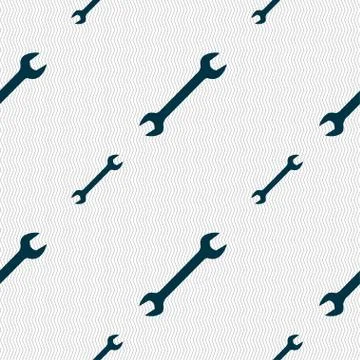 Wrench icon sign. Seamless pattern with geometric texture. Stockillustratie