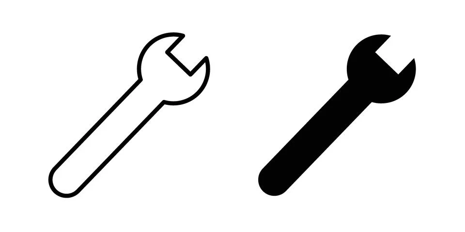 Wrench icon silhouette vector set. thin line pack Illustrazione stock
