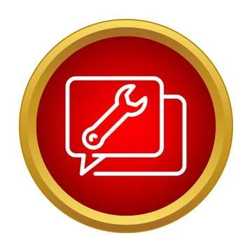 Wrench icon in speech bubble for technical support Stock Illustration