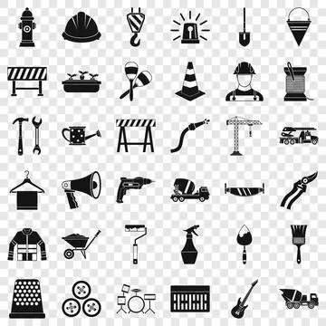 Wrench icons set, simple style Stock Illustration