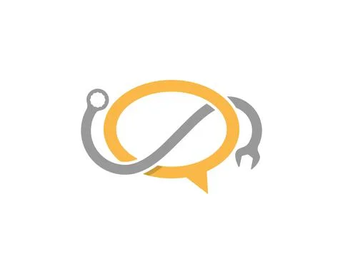 Wrench inside to bubble chat logo Illustrazione stock