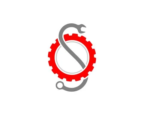 Wrench inside to gear logo Illustrazione stock