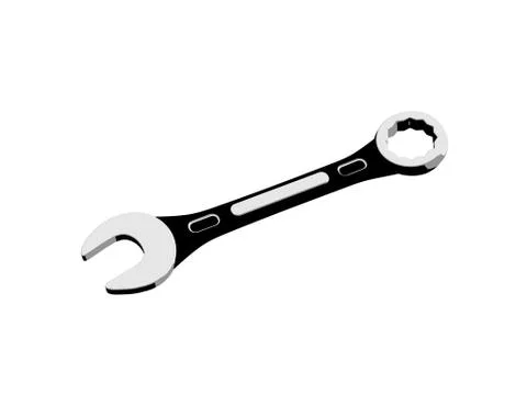 Wrench. Isolated on white background.3D rendering illustration.Cartoon style. Stock Illustration