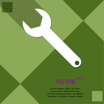 Wrench key icon symbol Flat modern web design with long shadow and space for  Illustrazione stock