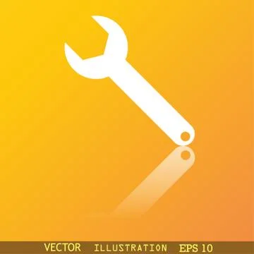 Wrench key icon symbol Flat modern web design with reflection and space for y Stock Illustration