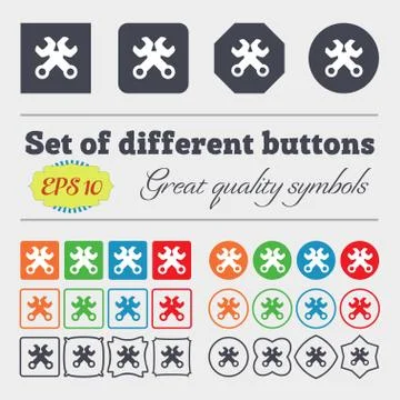 Wrench key sign icon. Service tool symbol. Big set of colorful, diverse, high Stock Illustration
