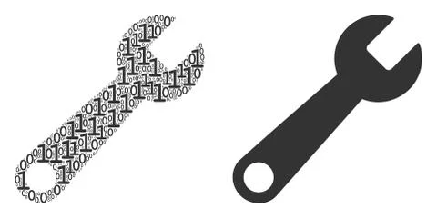 Wrench Mosaic of Binary Digits 스톡 일러스트