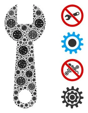 Wrench Mosaic of Covid Virus Elements Stock Illustration