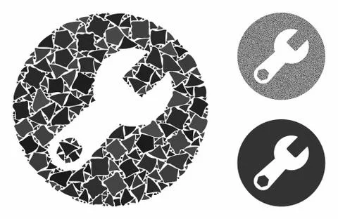 Wrench Mosaic Icon of Uneven Elements Stock Illustration
