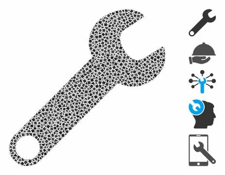 Wrench Mosaic Icon of Uneven Elements Stock Illustration