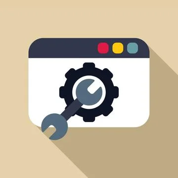 Wrench optimizing gear inside web browser window for seo Illustrazione stock