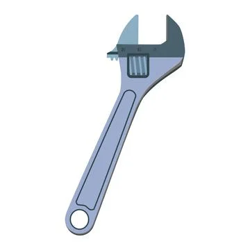 Wrench or spanner hand work tool. Adjustable wrench, vector Stock Illustration