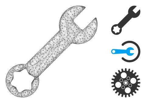 Wrench Polygonal Web Vector Mesh Illustration Stock Illustration