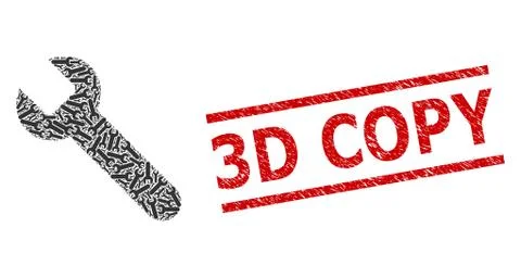 Wrench Recursion Composition of Wrench Items and Scratched 3D Copy Stamp Stock Illustration