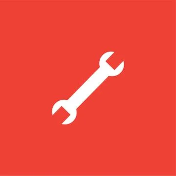 Wrench Red Icon On White Background. Red Flat Style Vector Illustration Stock Illustration