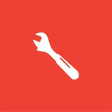 Wrench Red Icon On White Background. Red Flat Style Vector Illustration Stock Illustration