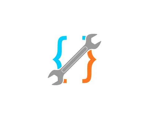 Wrench repair with code symbol behind Illustrazione stock