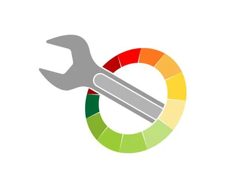 Wrench repair inside the speedometer indicator Stock Illustration